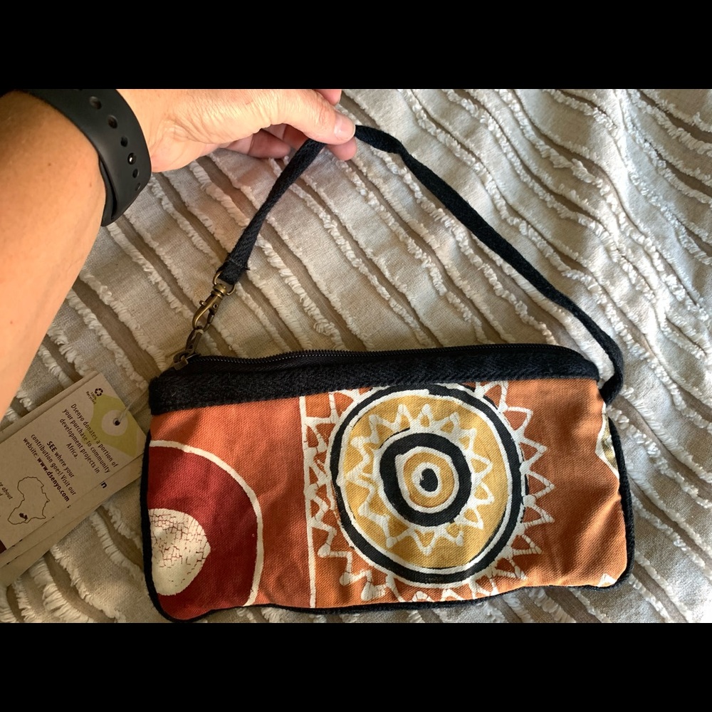 NWT African textile wristlet, fair trade and handmade from Zambia